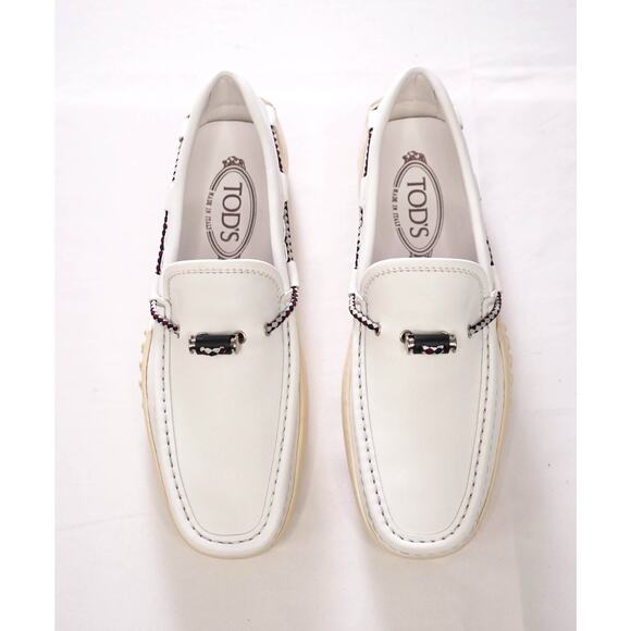 $995 TOD\'S - White Leather Driving Loafers - US 7 (6UK) main image 8
